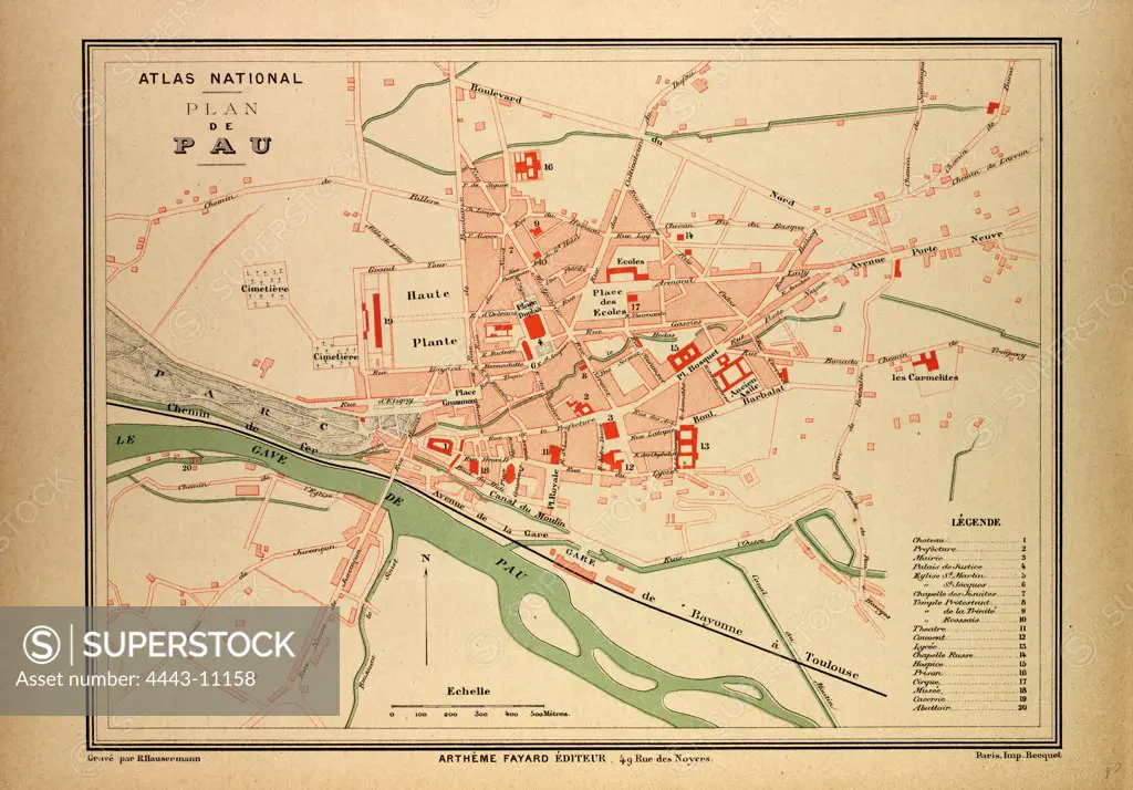 MAP OF PAU, FRANCE