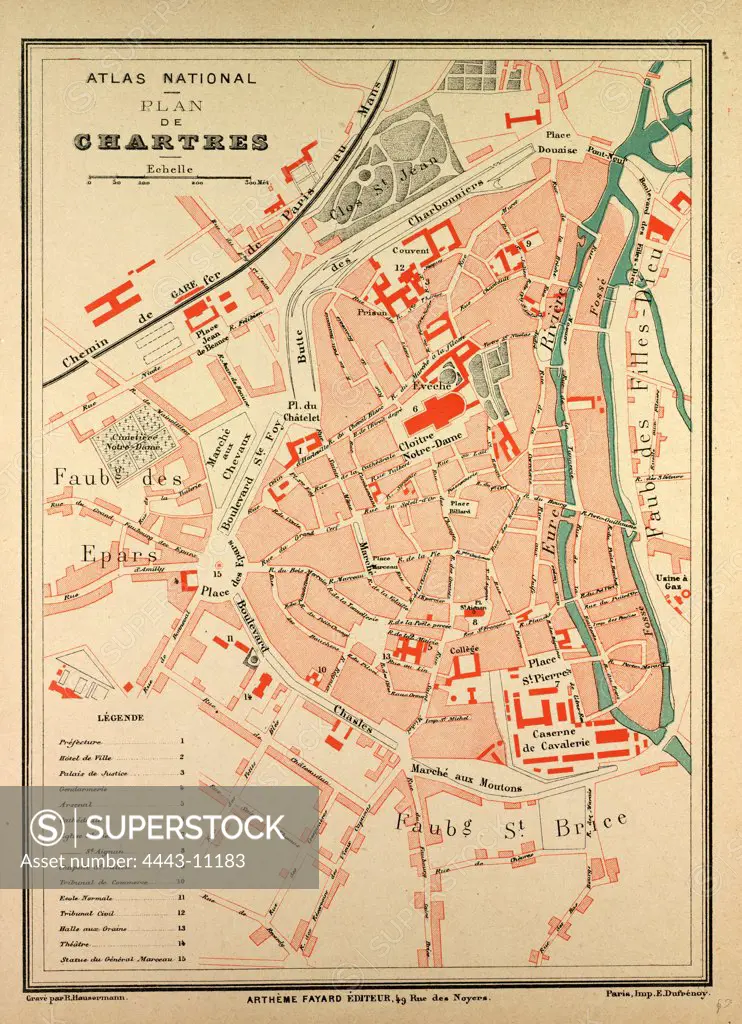 MAP OF CHARTRES, FRANCE