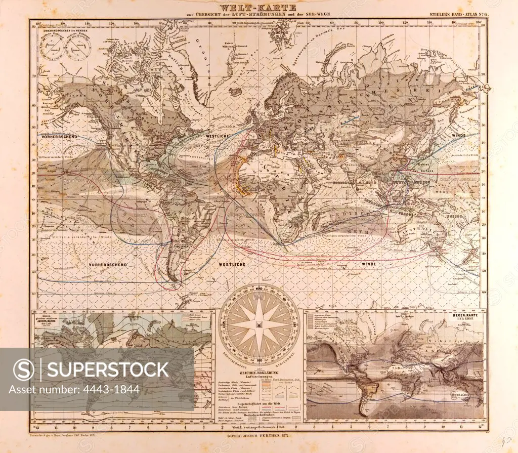 World Map Gotha, Justus Perthes, 1872, Atlas