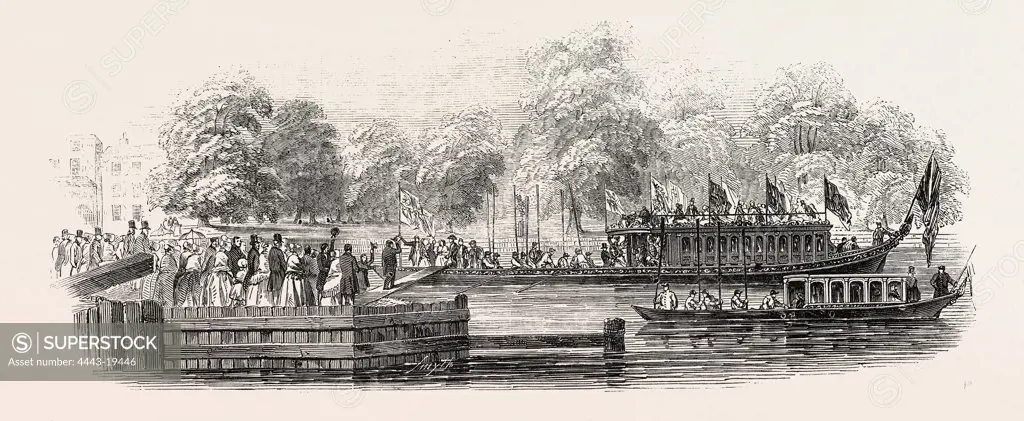 THE LORD MAYOR'S VISIT TO OXFORD: THE EMBARKATION AT OXFORD, UK, 1846