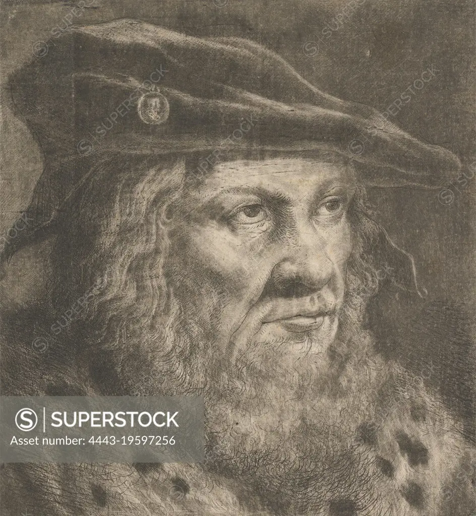 Old Man with Bonnet, Print made by Joducus Bickart, 1600-1672, German,  undated, Mezzotint with etching on medium, slightly textured, cream laid  paper, Sheet: 5 1/2 x 5 1/16 inches (14 x 12.9