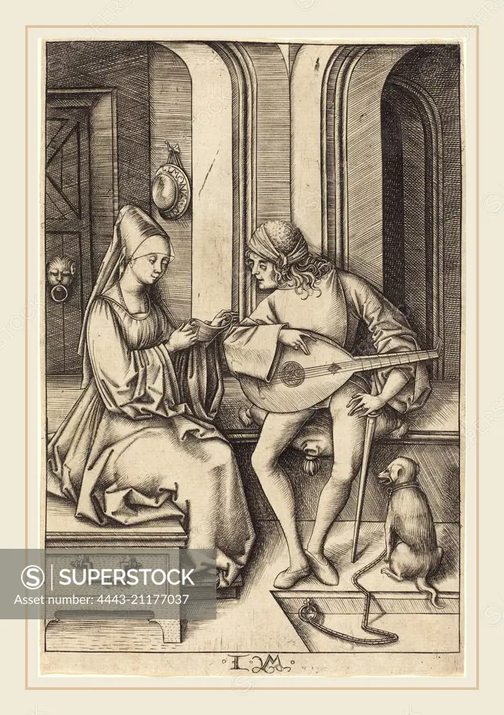 Israhel van Meckenem (German, c. 1445-1503), The Lute Player and the Singer, c. 1495-1503, engraving