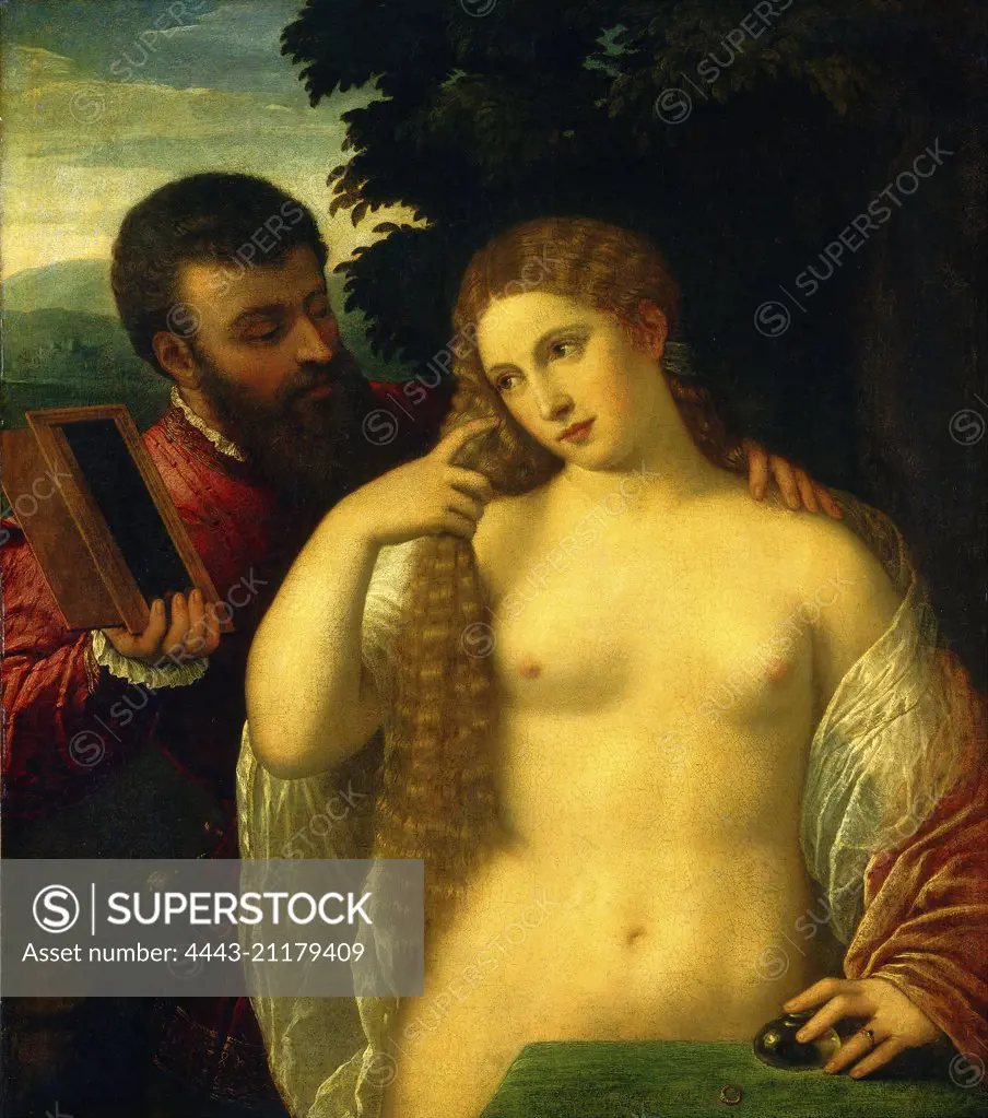 Follower of Titian, Allegory (Possibly Alfonso d'Este and Laura Dianti), oil on canvas