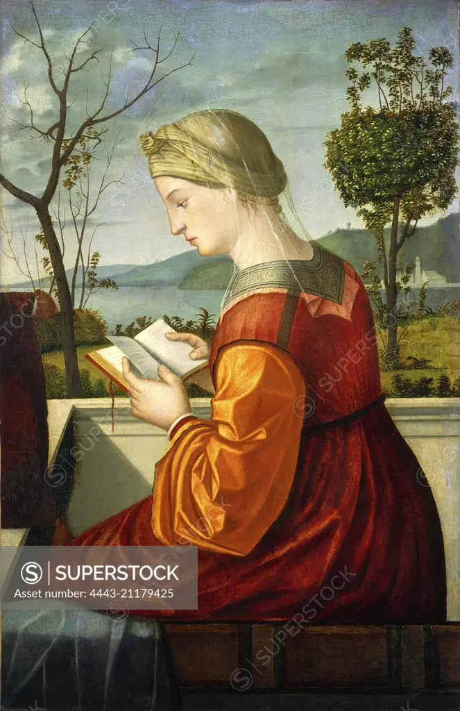 Vittore Carpaccio (Italian, c. 1465-1525-1526), The Virgin Reading, c. 1505, oil on panel transferred to canvas