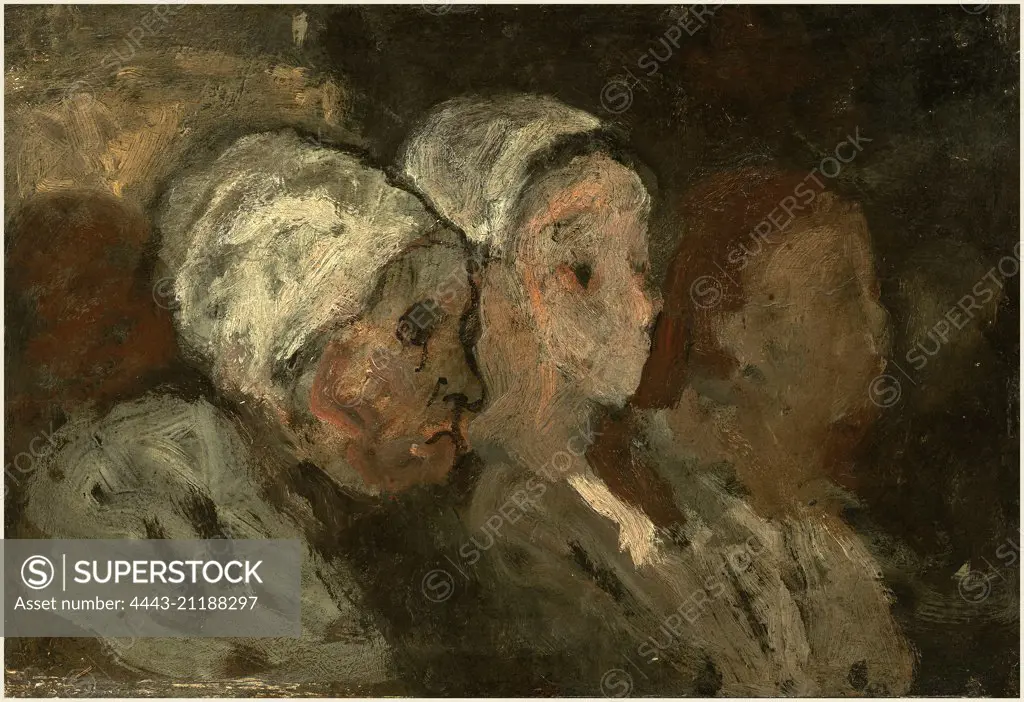 Honoré Daumier, In Church, French, 1808-1879, 1855-1857, oil on wood