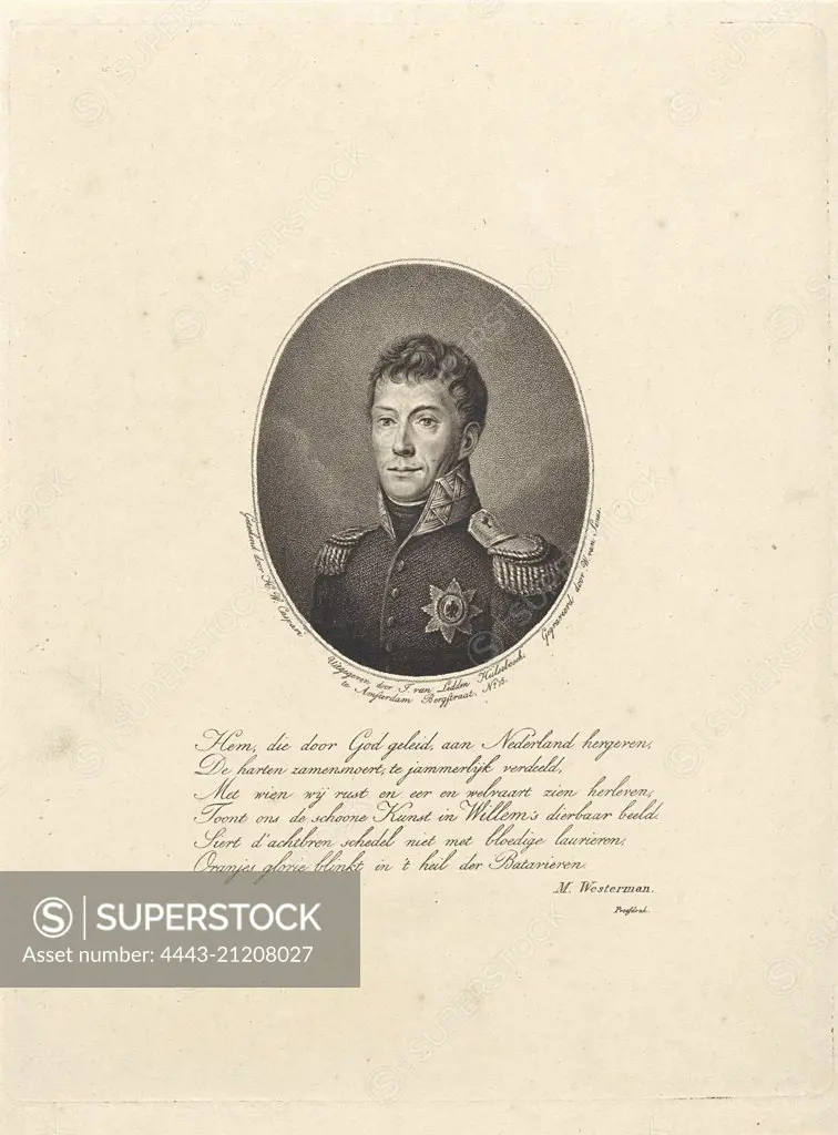 Portrait of Frederick William I (king of the Netherlands), Willem van Senus, Marten Westerman, J. van Ledden Hulsebosch, 1814 - 1843