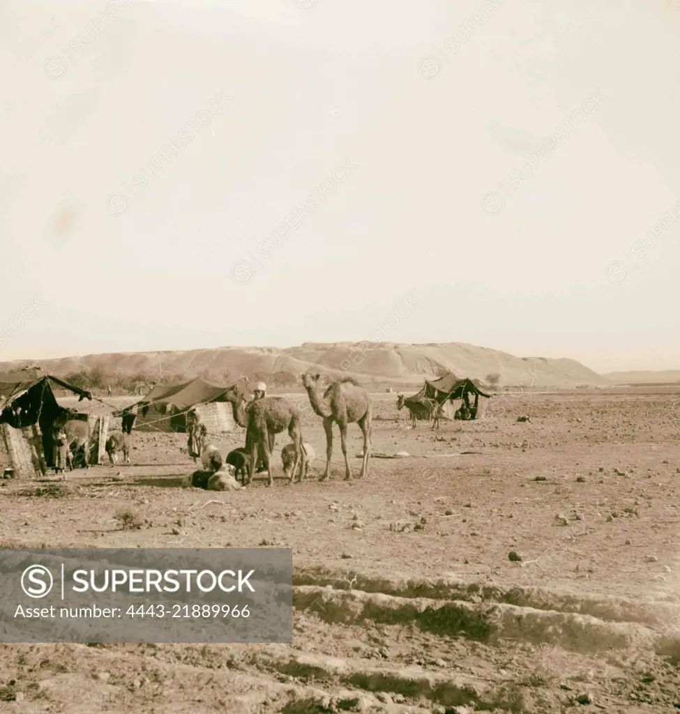 Nineveh. 'The Glory of Kingdoms.' A Bedouin encampment near the mounds. 1932, Iraq, Ninevah (Extinct city)