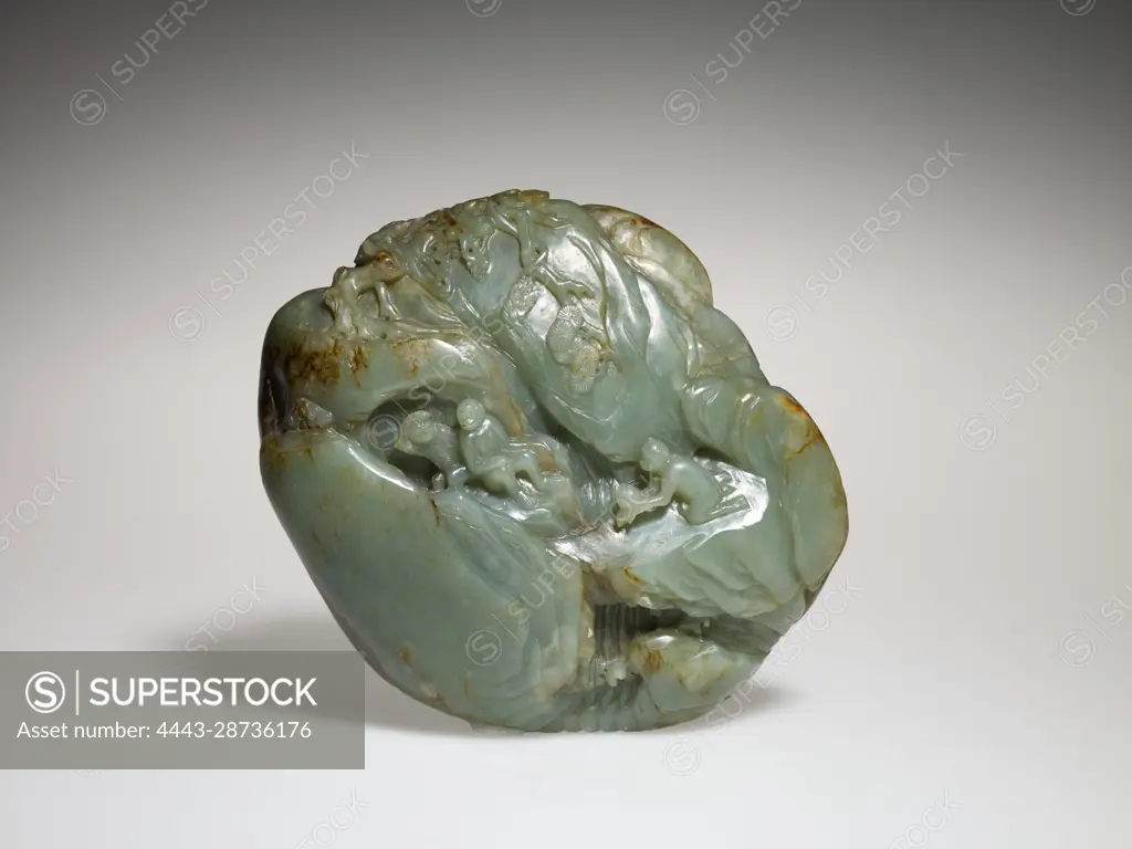 Mountain, 17th century, 6 3/8 x 5 3/4 x 2 3/16 in. (16.19 x 14.61 x 5.56 cm), Nephrite (jade), China, 17th century