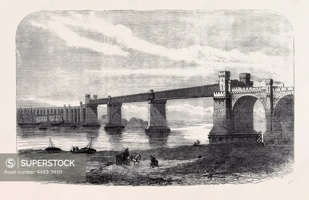 RAILWAY BRIDGE AND VIADUCT AT RUNCORN, UK, 1869