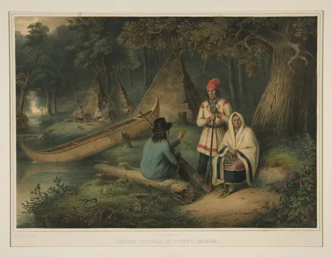 After: Cornelius Krieghofj, Canadian, 1812-1872, IIndian Wigwam in LowerCanada, Lithograph by A. Borum, sheet: 45.5 × 57.5 cm (17 15/16 × 22 5/8in.), Made in Canada, Canadian, 19thcentury, Works on Paper -Prints