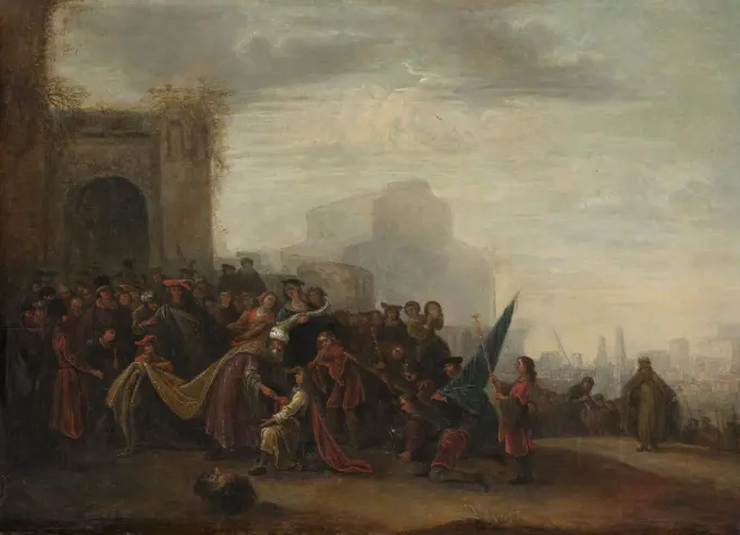 Saul Welcoming David after his Victory over Goliath, Gerrit de Wet, 1640