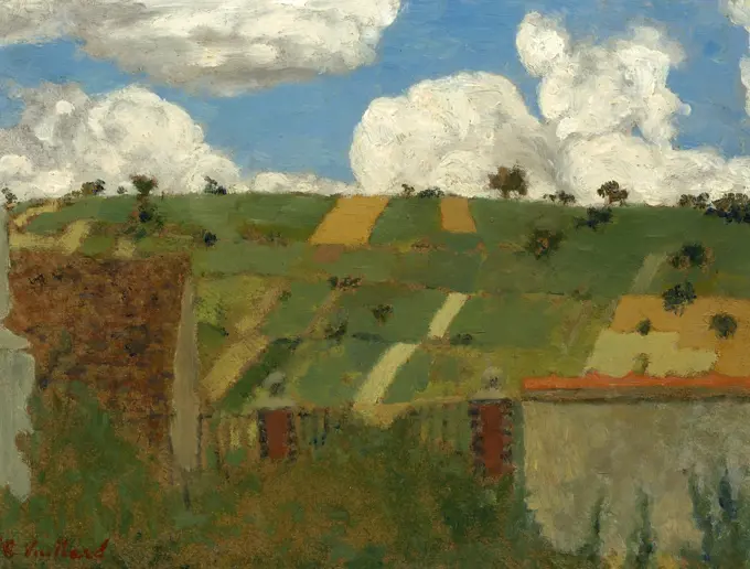 Edouard Vuillard, Landscape of the Ile-de-France, French, 1868 - 1940, c. 1894, oil on cardboard