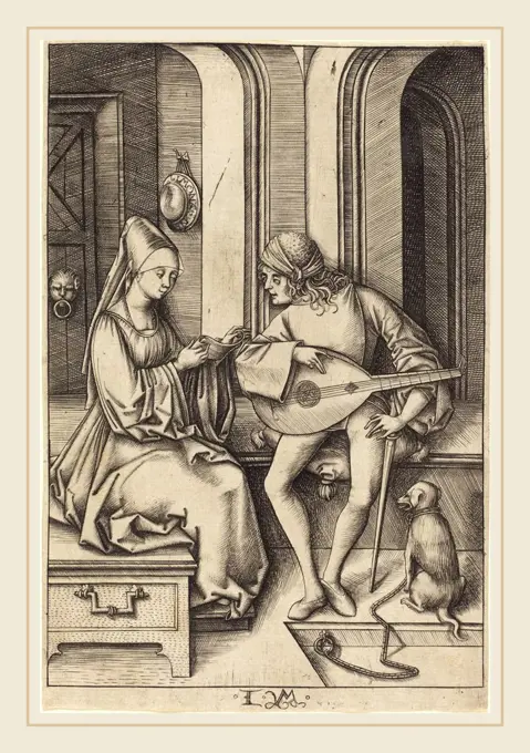 Israhel van Meckenem (German, c. 1445-1503), The Lute Player and the Singer, c. 1495-1503, engraving