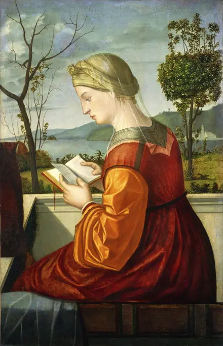 Vittore Carpaccio (Italian, c. 1465-1525-1526), The Virgin Reading, c. 1505, oil on panel transferred to canvas