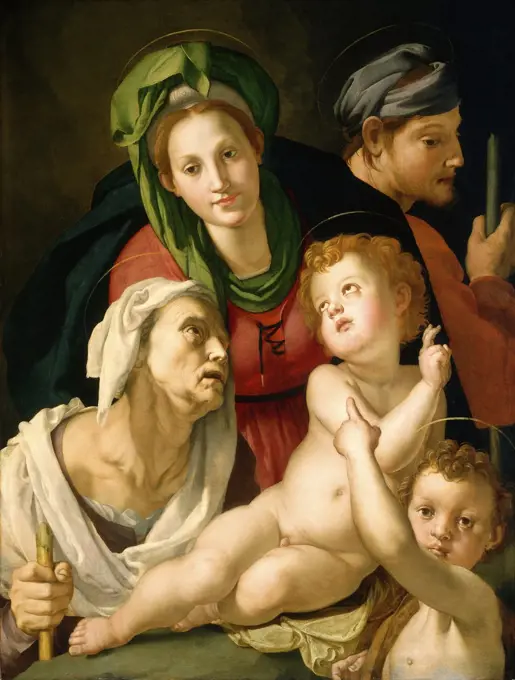 Agnolo Bronzino, The Holy Family, Italian, 1503-1572, c. 1527-1528, oil on panel