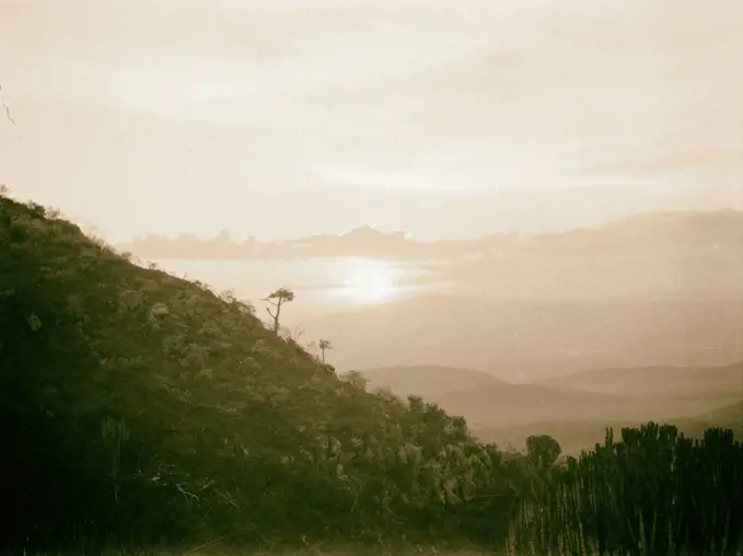 Kenya Colony. Rift Valley and en route to Nairobi. Sunset scene along the escarpment. 1936, Kenya