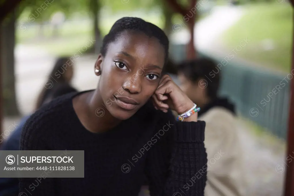 Portrait of confident female at park