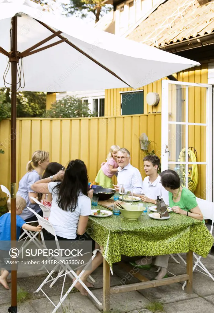 Family dinner outside