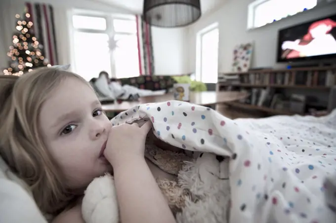 Girl resting in sofa