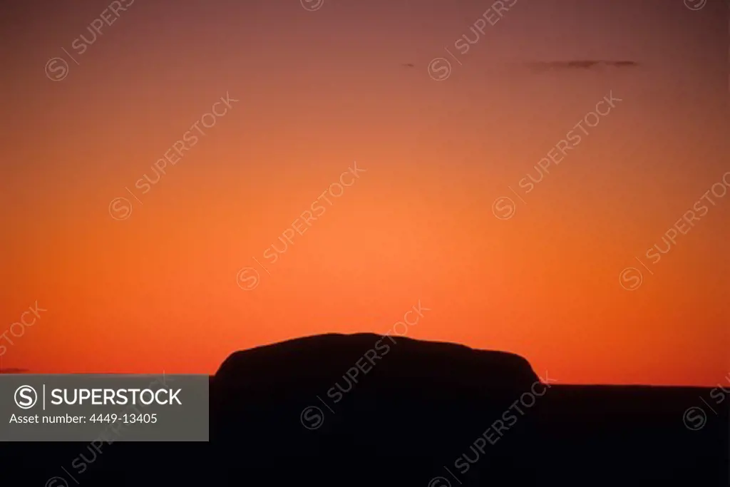 Uluru, Ayers Rock, Silhouette at Sunrise, Uluru-Kata Tjuta National Park, Northern Territory, Australia