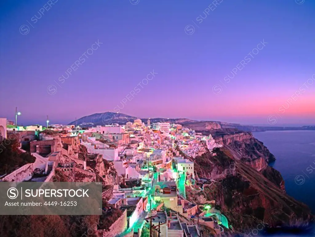 Sunset on Fira, Santorini, Cyclades, Greece