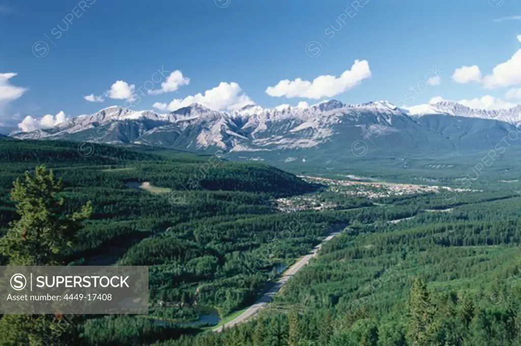 View of Jasper, Jasper National Park, Rocky Mountains, Alberta, Canada