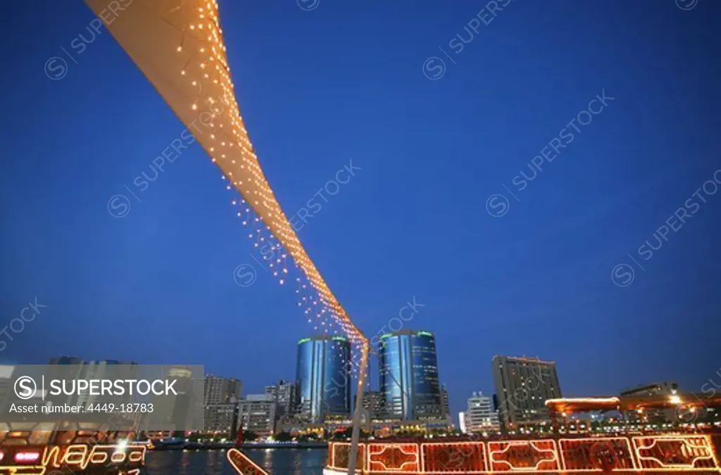 Dubai Creek at night, Dubai, United Arab Emirates, UAE