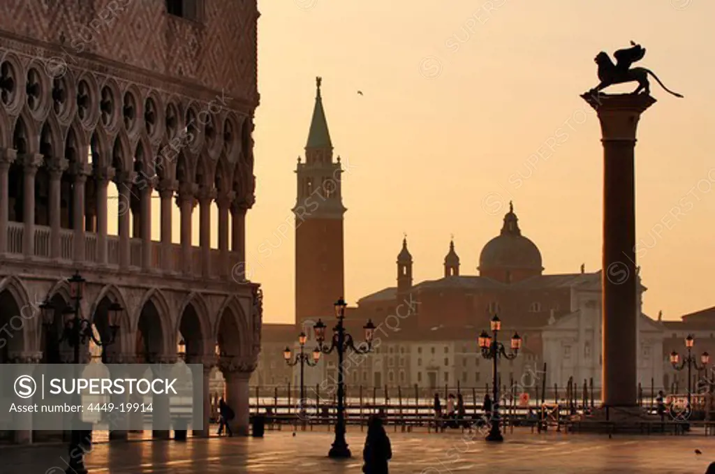 Piazza San Marco, View to Isola San Giorgio, Doge's Palace, Venice, Veneto, Italy