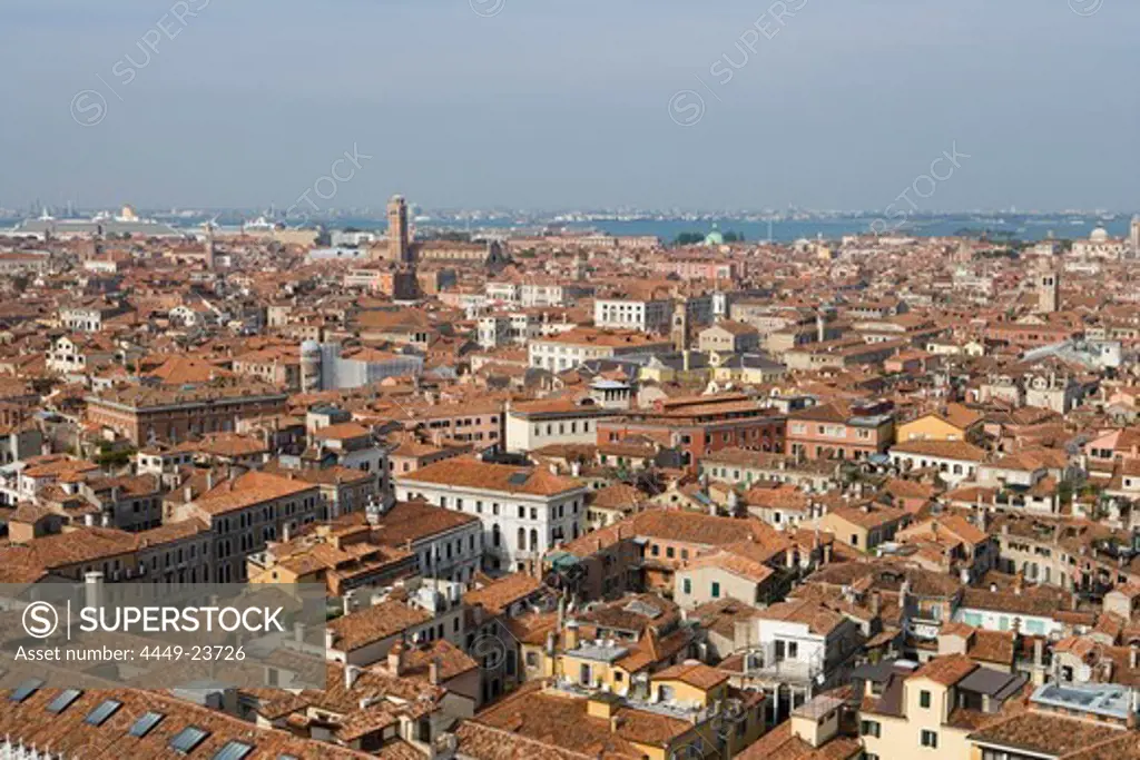 Venice rooftops seen from Campanile tower, Venice, Veneto, Italy