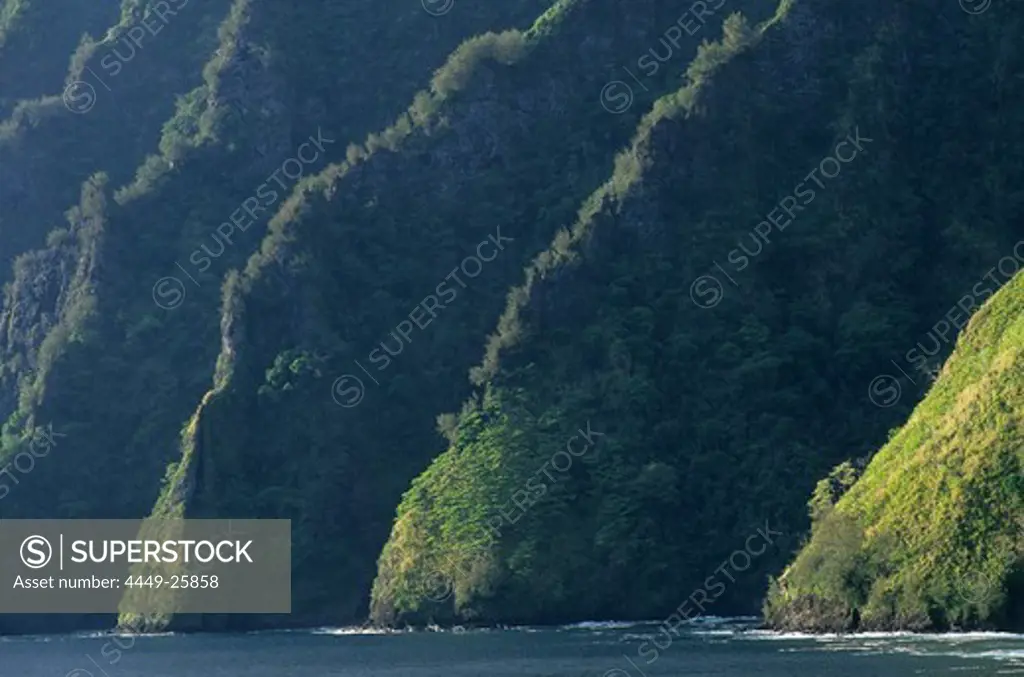 The dramatic coast at the Hanavave Bay on Fatu Iva Island, French Polynesia