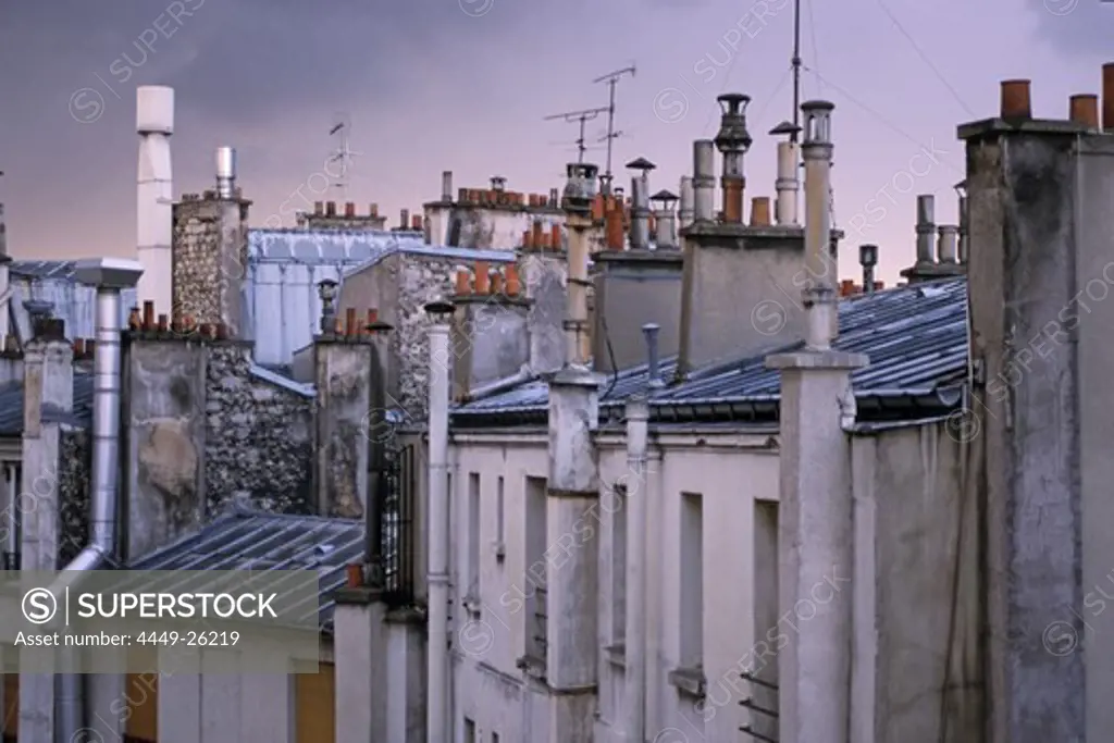 Paris apartments in the evening light, rooftops of Paris, romantic, Paris, France