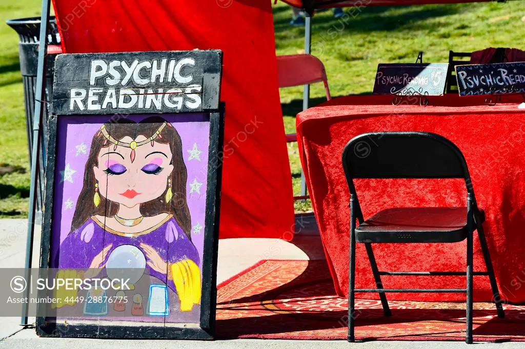 Booth for Psychic-reading Counseling on Ocean Front walk, Venice Beach, California, USA