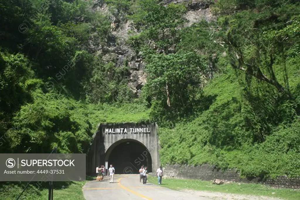 People in front of the entrance of the Malinta Tunnel, Corregidor, Manila Bay, Philippines, Asia