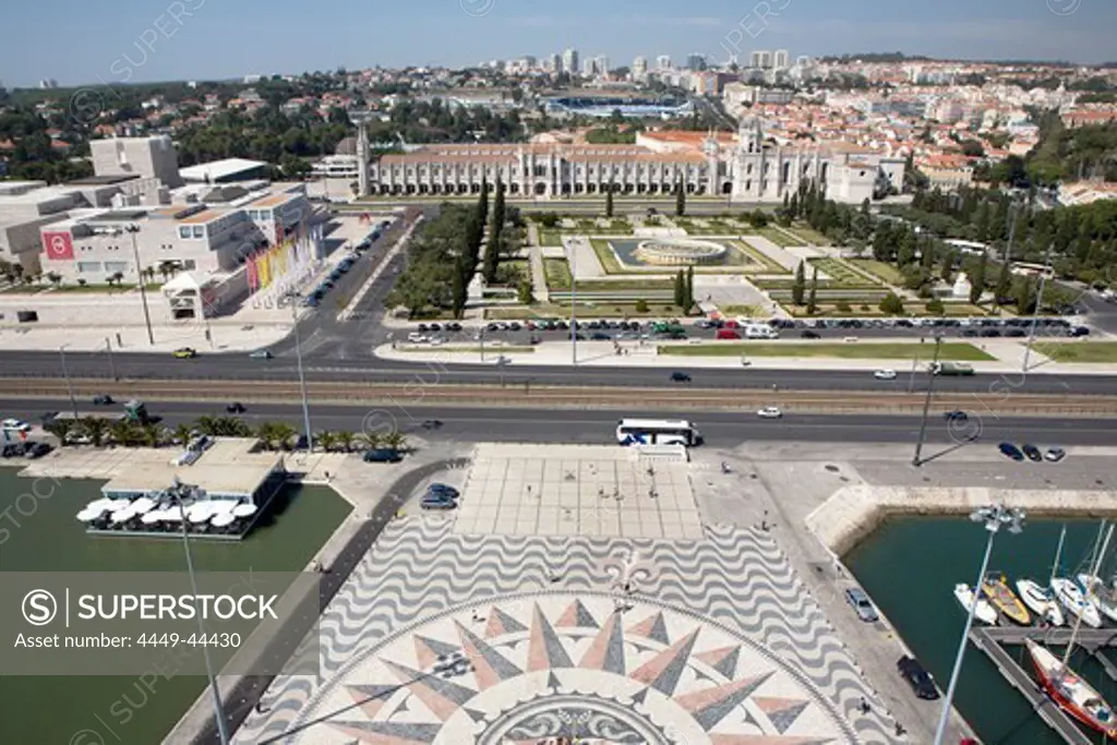 Praca do Império with Mosteiro dos Jerónimos, Jeronimo Monastary in the Belém parish of Lisbon, Portugal