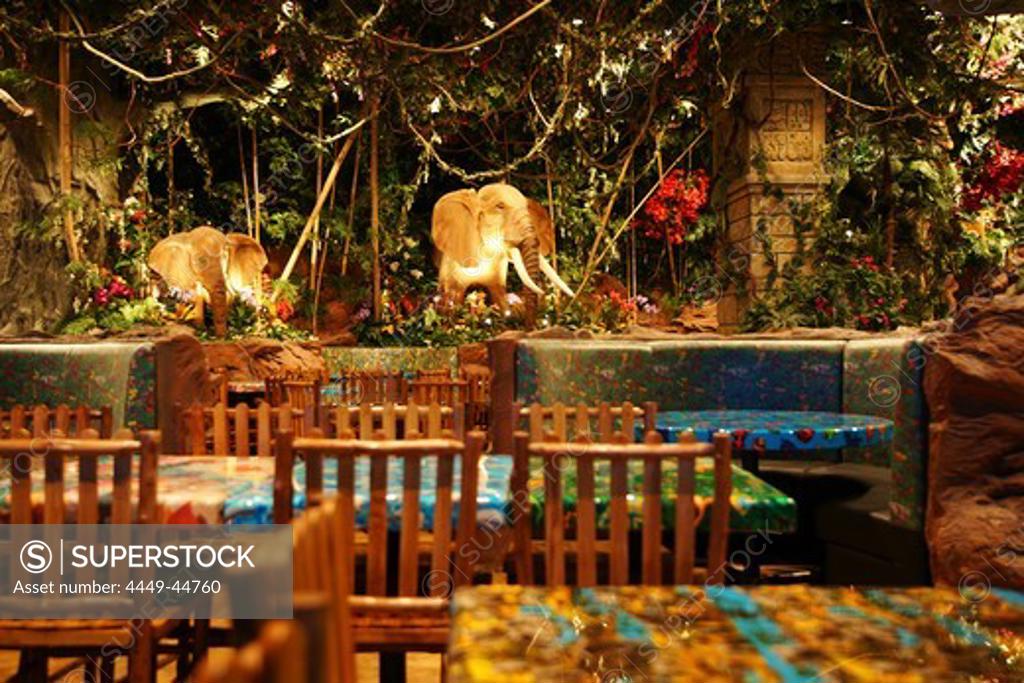 Interior view of the Rainforest Restaurant inside Dubai Shopping Mall ...