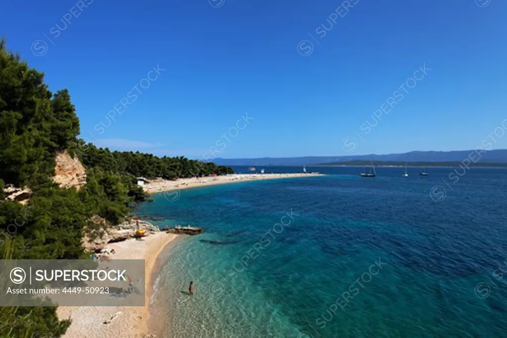 Bathing beach, Zlatni Rat, Golden Cape, Bol, Brac, Split-Dalmatia, Croatia