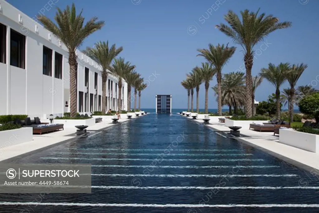 The Long Pool and The Spa, The Gym, The Chedi Muscat hotel, Muscat, Masqat, Oman, Arabian Peninsula