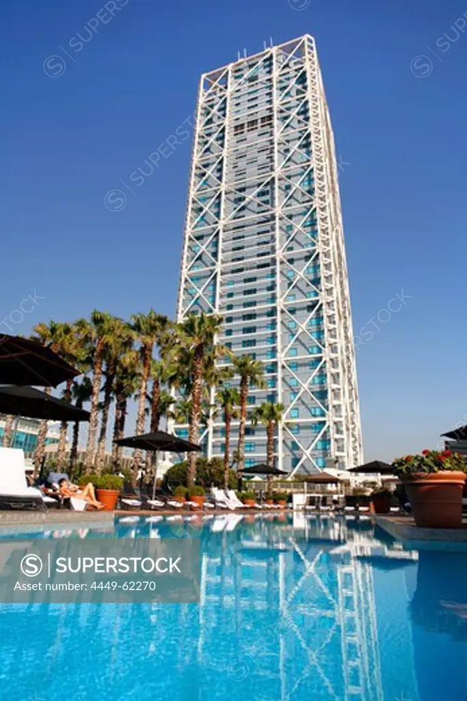 Pool area of Hotel Arts, Port Olympico, Barcelona, Catalonia, Spain