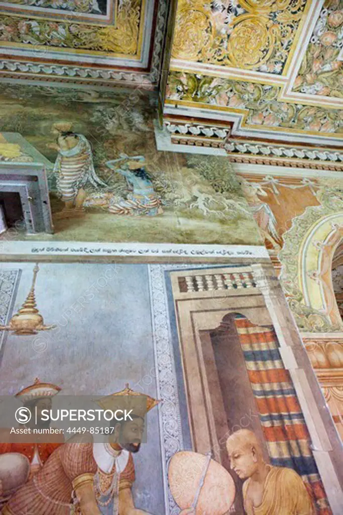 Mural paintings from the 18 Century inside the Kelaniya Raja Maha Vihara temple, Colombo, Sri Lanka, Asia