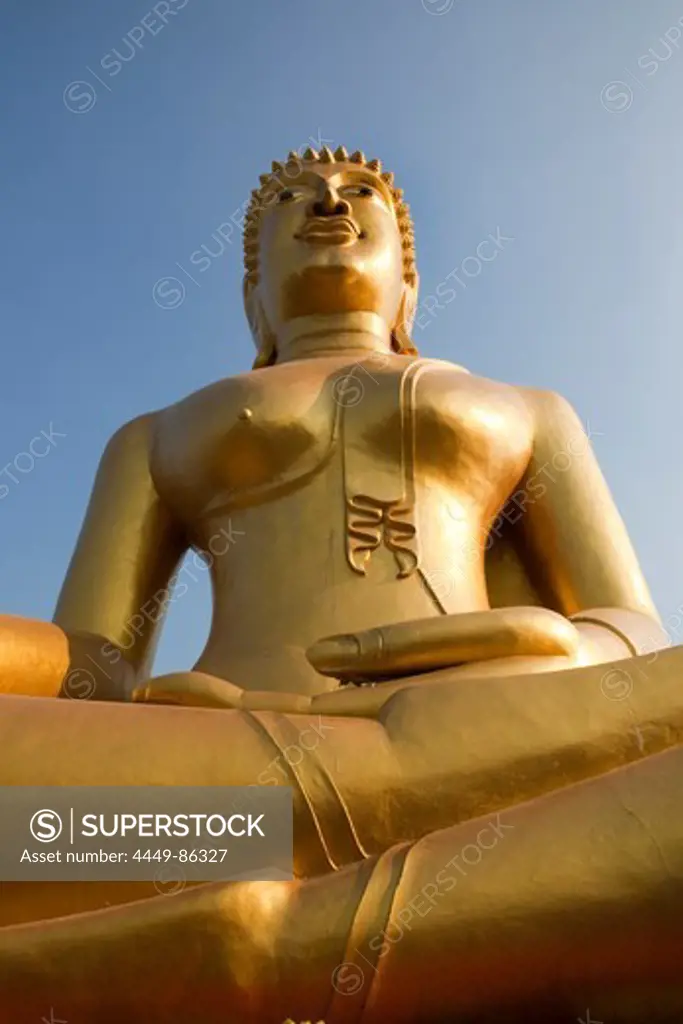 Big Buddha at Wat Khao Phra Bat, Buddhist Temple, Buddha Hill, Pattaya, Chonburi Province, Thailand, Asia