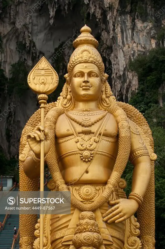 Statue of Murugan in front of Batu-Caves, north of Kuala Lumpur, Malaysia, Asia