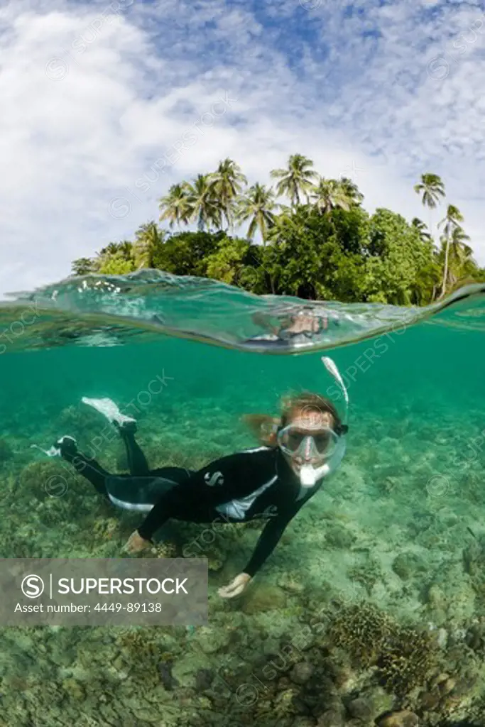 Snorkeling in Lagoon of Ahe Island, Cenderawasih Bay, WestPapua, Papua New Guinea, New Guinea, Oceania