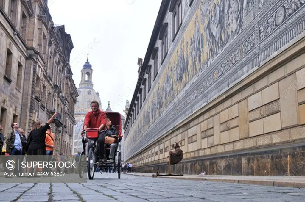 Tourists on Augustus street, Dresden, Saxony, Germany, Europe