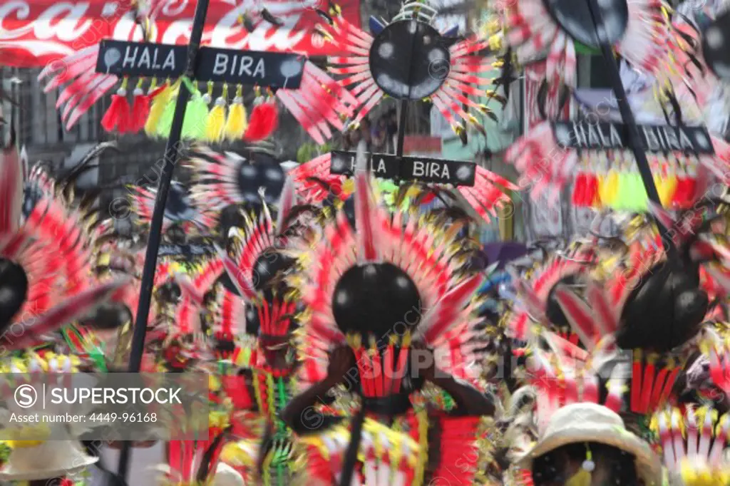 Parade clothes and signs, Ati Atihan Festival, Kalibo, Aklan, Western Visayas Region, Panay Island, Philippines