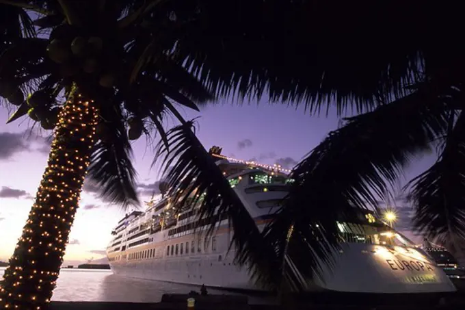 MS Europa at Dusk, Papeete, Tahiti, French Polynesia