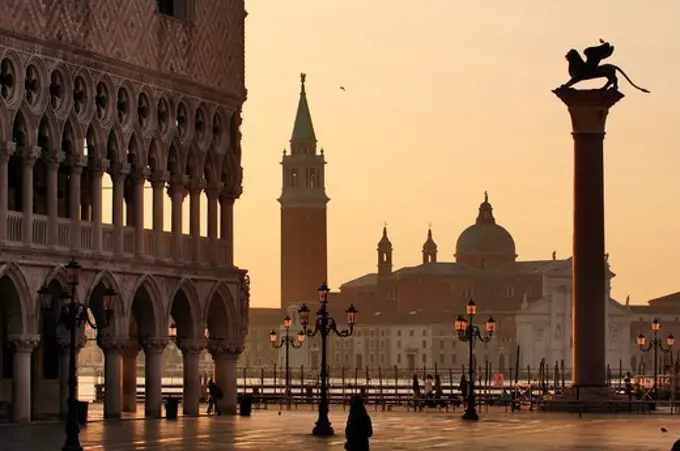 Piazza San Marco, View to Isola San Giorgio, Doge's Palace, Venice, Veneto, Italy