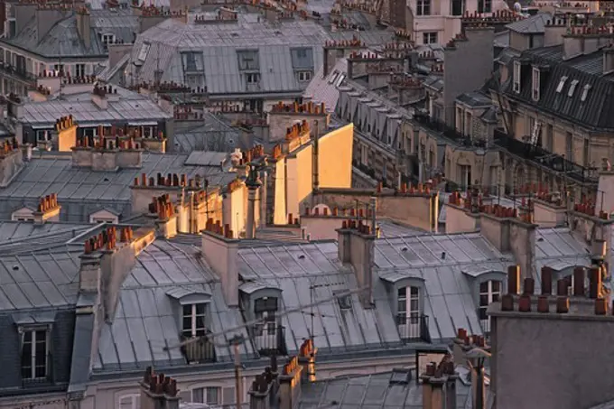 Paris apartments at sunset, rooftops of Paris, romantic, Paris, France