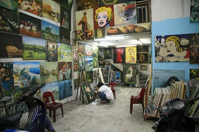 Reproductions of famous artworks in a shop at Saigon, Ho Chi Minh City, Vietnam, Vietnam, Asia