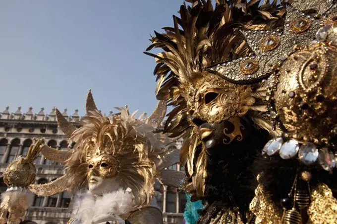 Two persons in masks, Venice, Italy