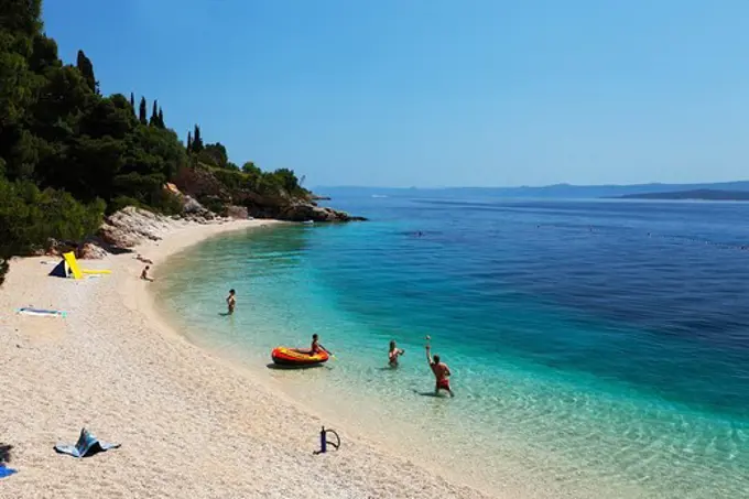 Bathing beach, Murvica, Bol, Brac, Split-Dalmatia, Croatia